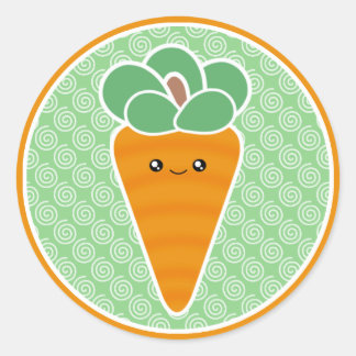 Pegatina Redonda Happy Carrot Kawaii