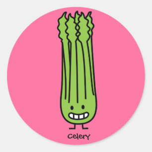 Pegatina Redonda Happy Celery Stalk Bunch fibra vegetal