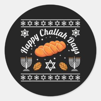Pegatina Redonda Happy Challah Days Hanukkah
