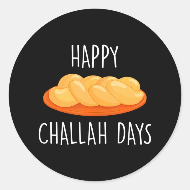 Pegatina Redonda Happy Challah Days Hanukkah (Anverso)