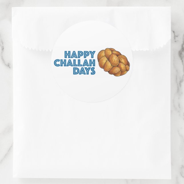 Pegatina Redonda Happy Challah Days Hanukkah Chanukah Bread (Bolso)