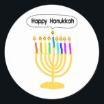 Pegatina Redonda Happy Channukah Menora / Chanukia<br><div class="desc">hanuka,  hannuka,  hannukah,  hanukah,  hannukkah,  hanukkah,  chanuka,  channuka,  channuka,  channukkah,  chanukkah,  chanukkkah,  chanukkkia,  hanukkia,  menora,  mennora,  menorra,  vacaciones,  jewish,  judaica,  ismos,  "feliz hanukkah",  cara feliz",  candelabra, </div>