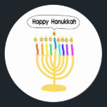 Pegatina Redonda Happy Channukah Menora / Chanukia<br><div class="desc">hanuka,  hannuka,  hannukah,  hanukah,  hannukkah,  hanukkah,  chanuka,  channuka,  channuka,  channukkah,  chanukkah,  chanukkkah,  chanukkkia,  hanukkia,  menora,  mennora,  menorra,  vacaciones,  jewish,  judaica,  ismos,  "feliz hanukkah",  cara feliz",  candelabra, </div>