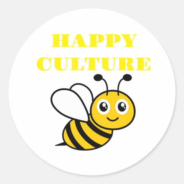 Pegatina Redonda happy culture (Anverso)