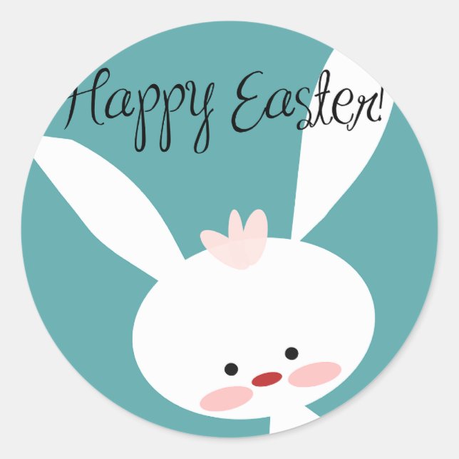 Pegatina Redonda Happy Easter Bunny Classic Round Sticker (Anverso)