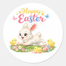 Happy Easter Bunny Sticker – Cute Spring Design wi