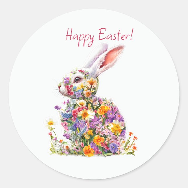 Pegatina Redonda Happy Easter Classic Round Sticker (Anverso)