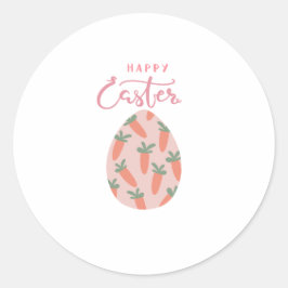 Pegatina Redonda Happy Easter Egg & Carrots