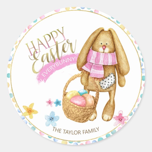 Pegatina Redonda Happy Easter Everybunny ID640 (Anverso)