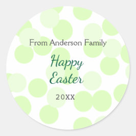 Pegatina Redonda Happy Easter gray green polka dots family name