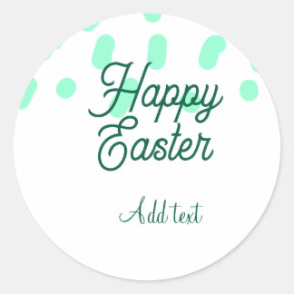 Pegatina Redonda Happy Easter green eggs pastel name date simple