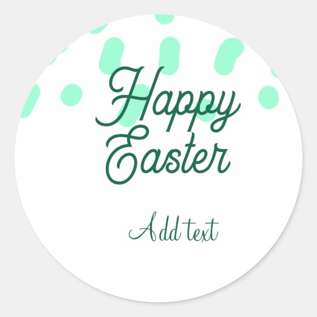 Pegatina Redonda Happy Easter green eggs pastel name date simple  (Anverso)