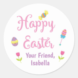 Pegatina Redonda Happy Easter Kids Treth Bag Label