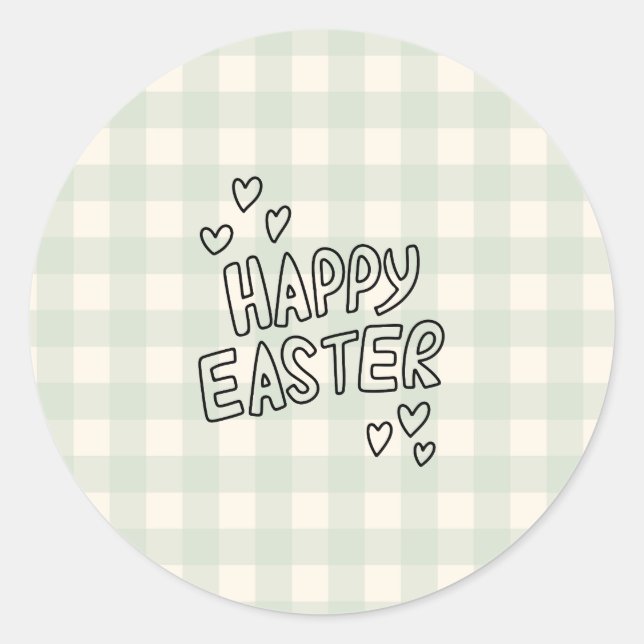Pegatina Redonda Happy Easter Pattern (Anverso)