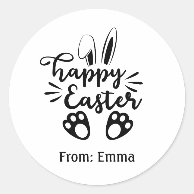 Pegatina Redonda Happy Easter Personalized Sticker (Anverso)