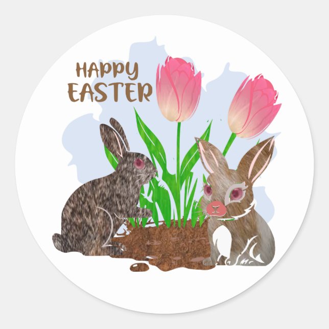 Pegatina Redonda Happy Easter sticker (Anverso)