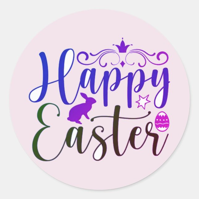 Pegatina Redonda Happy Easter stickers or seals (Anverso)