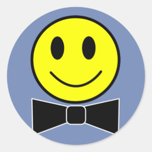 Pegatina Redonda Happy Face Bow Tie