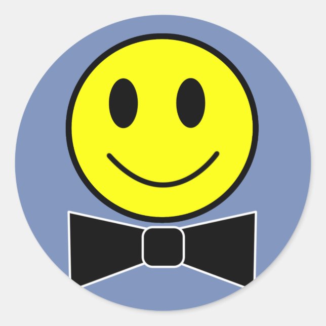Pegatina Redonda Happy Face Bow Tie (Anverso)