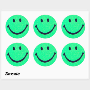 Pegatina Redonda Happy face face smiling - Happiness -