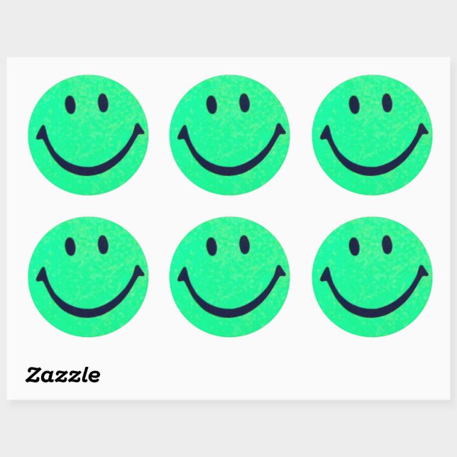 Pegatina Redonda Happy face face smiling - Happiness - (Hoja)