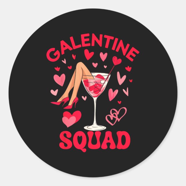 Pegatina Redonda Happy Galentines Squad Valentine's Girls Day Febru (Anverso)