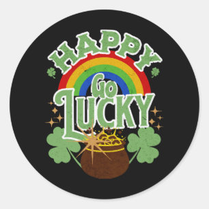 Pegatina Redonda Happy Go Lucky