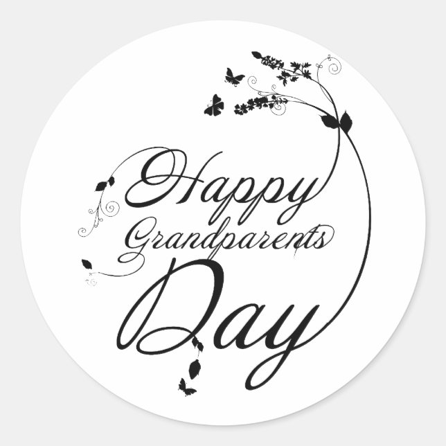 Pegatina Redonda Happy grandparents day (Anverso)