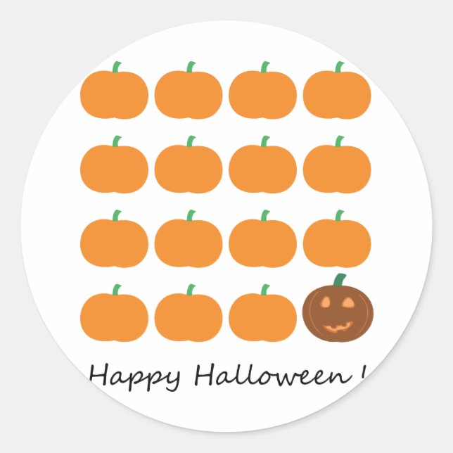 Pegatina Redonda Happy Halloween Cumpkin Patch (Anverso)