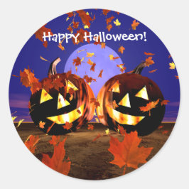 Pegatina Redonda Happy Halloween Pumpkins Play
