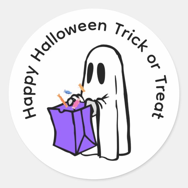 Pegatina Redonda happy halloween trick or treat candy (Anverso)