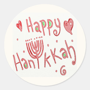 Pegatina Redonda Happy Hannukah