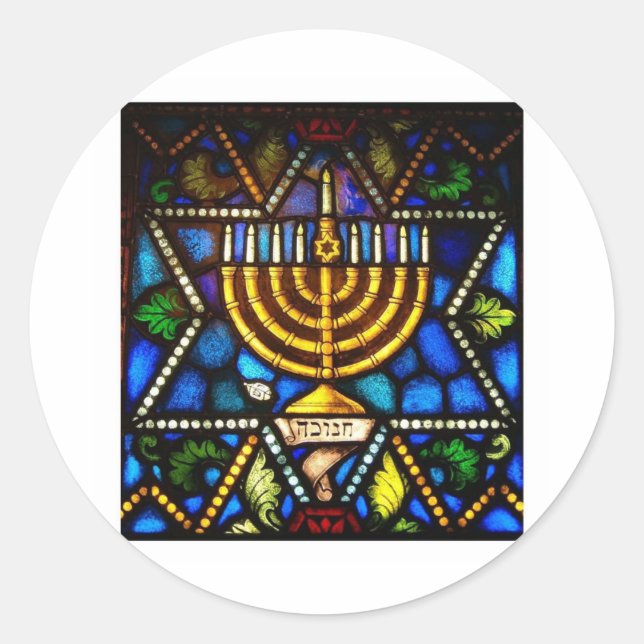 PEGATINA REDONDA HAPPY HANUKKAH (Anverso)