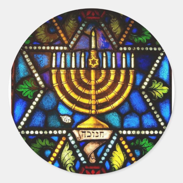 PEGATINA REDONDA HAPPY HANUKKAH (Anverso)
