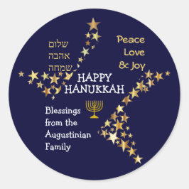 Pegatina Redonda HAPPY HANUKKAH Personalizado