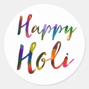 Pegatina Redonda Happy Holi Bokeh Lights