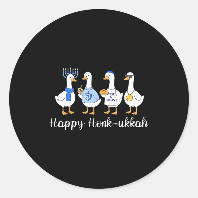 Pegatina Redonda Happy Honkukkah Hanukkah Funny Chanukah Jewish Fes (Anverso)
