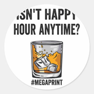 Pegatina Redonda Happy Hour Anytime Mega Print