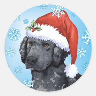 Pegatina Redonda Happy Howliday Curly Coated Retriever