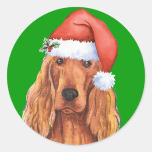Pegatina Redonda Happy Howlidays Irish Setter