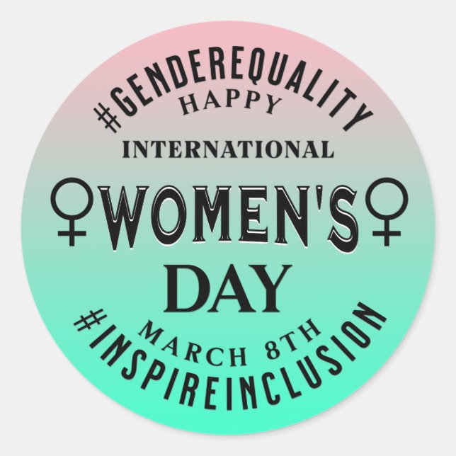 Pegatina Redonda Happy International Women's Day | March 8th (Anverso)