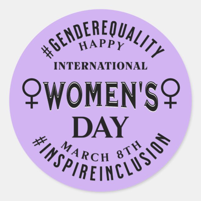 Pegatina Redonda Happy International Women's Day | March 8th (Anverso)