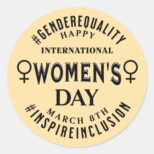 Pegatina Redonda Happy International Women's Day | March 8th (Anverso)