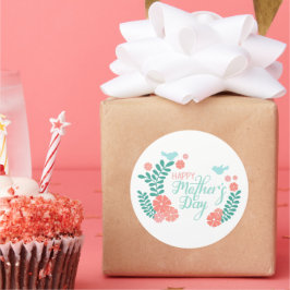 Pegatina Redonda Happy mother's day calligraphy text in floral desi