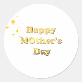 Pegatina Redonda Happy mothers day. Gold simple script calligraphy 