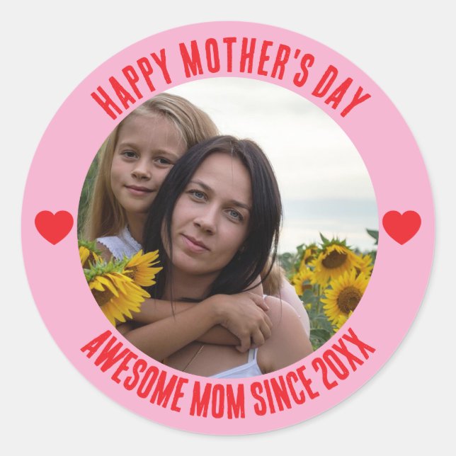 Pegatina Redonda Happy mother's day I love you mom (Anverso)