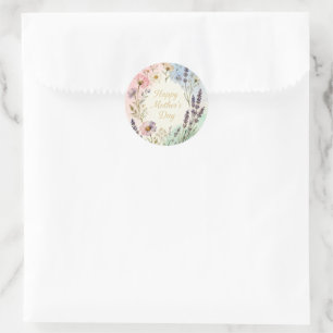 Pegatina Redonda Happy Mother's Day Wildflowers