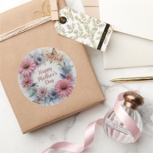 Pegatina Redonda Happy Mother's Day Wildflowers