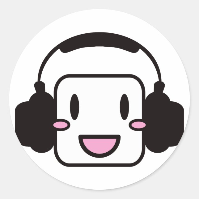 Pegatina Redonda Happy_Music (Anverso)