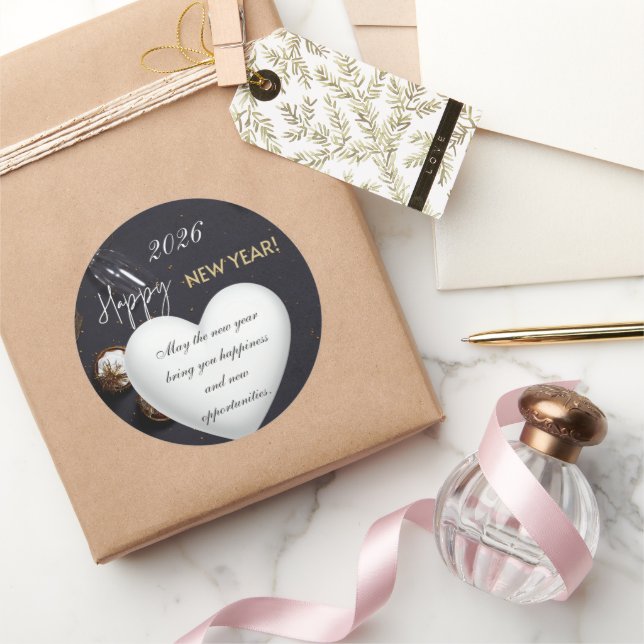 Pegatina Redonda Happy New Year2026 (Regalar)